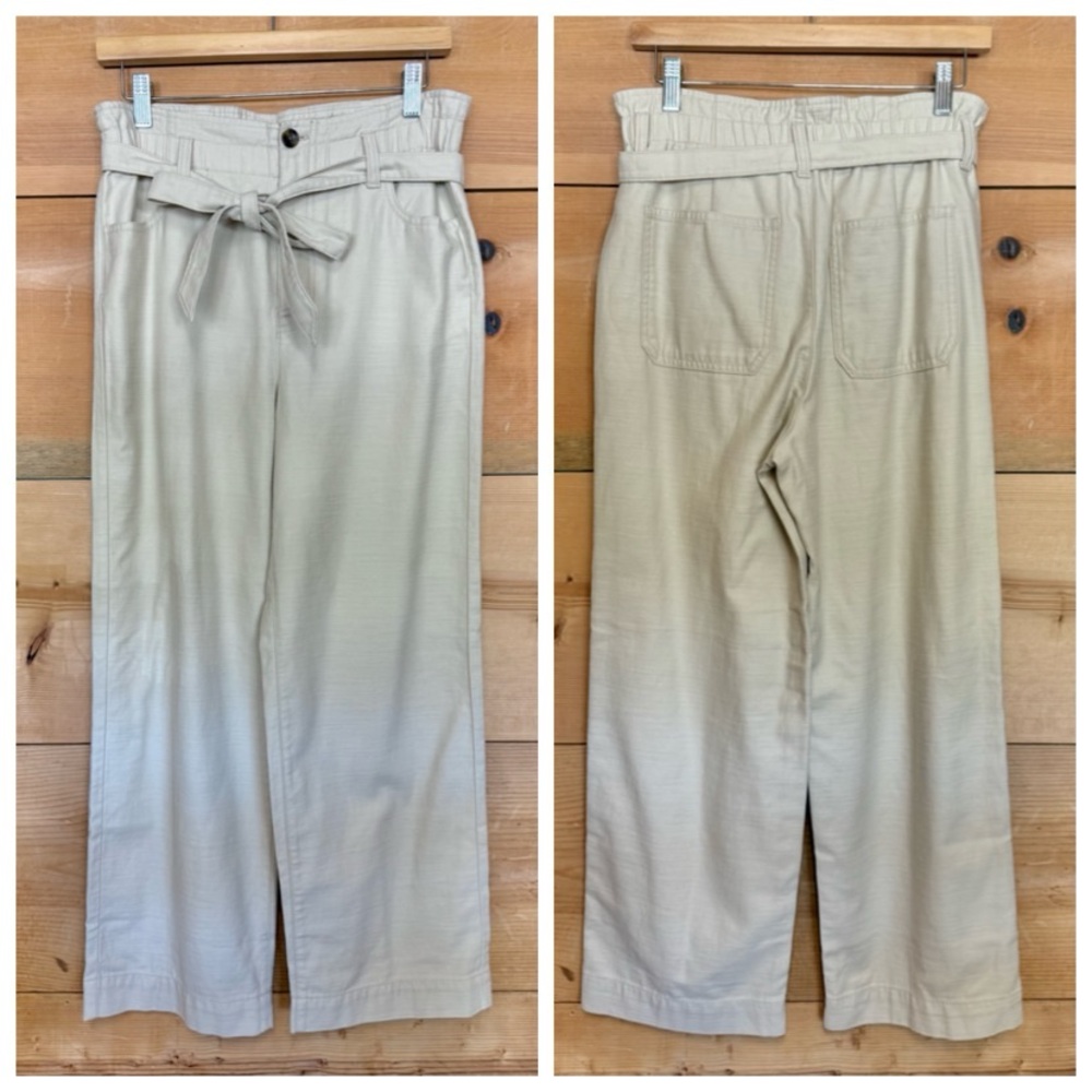 Jcrew wide leg paper bag cotton tie waist pants
